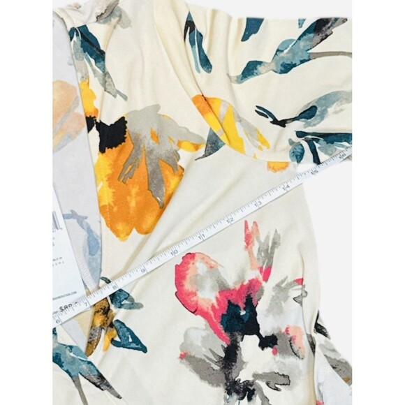 BCBGENERATION XS Floral Wrap Mini  Dress Long Sleeve Multi Color Bohemian Chic - Picture 4 of 10